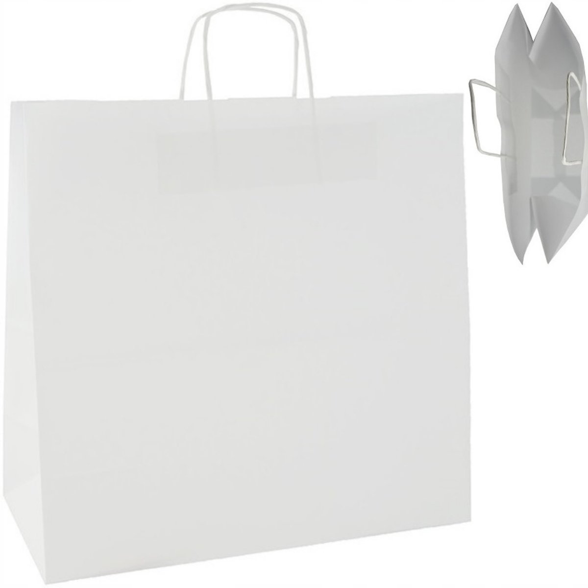 50 Witte Papieren Draagtassen 40x18x39 cm - Stevig & Milieuvriendelijk