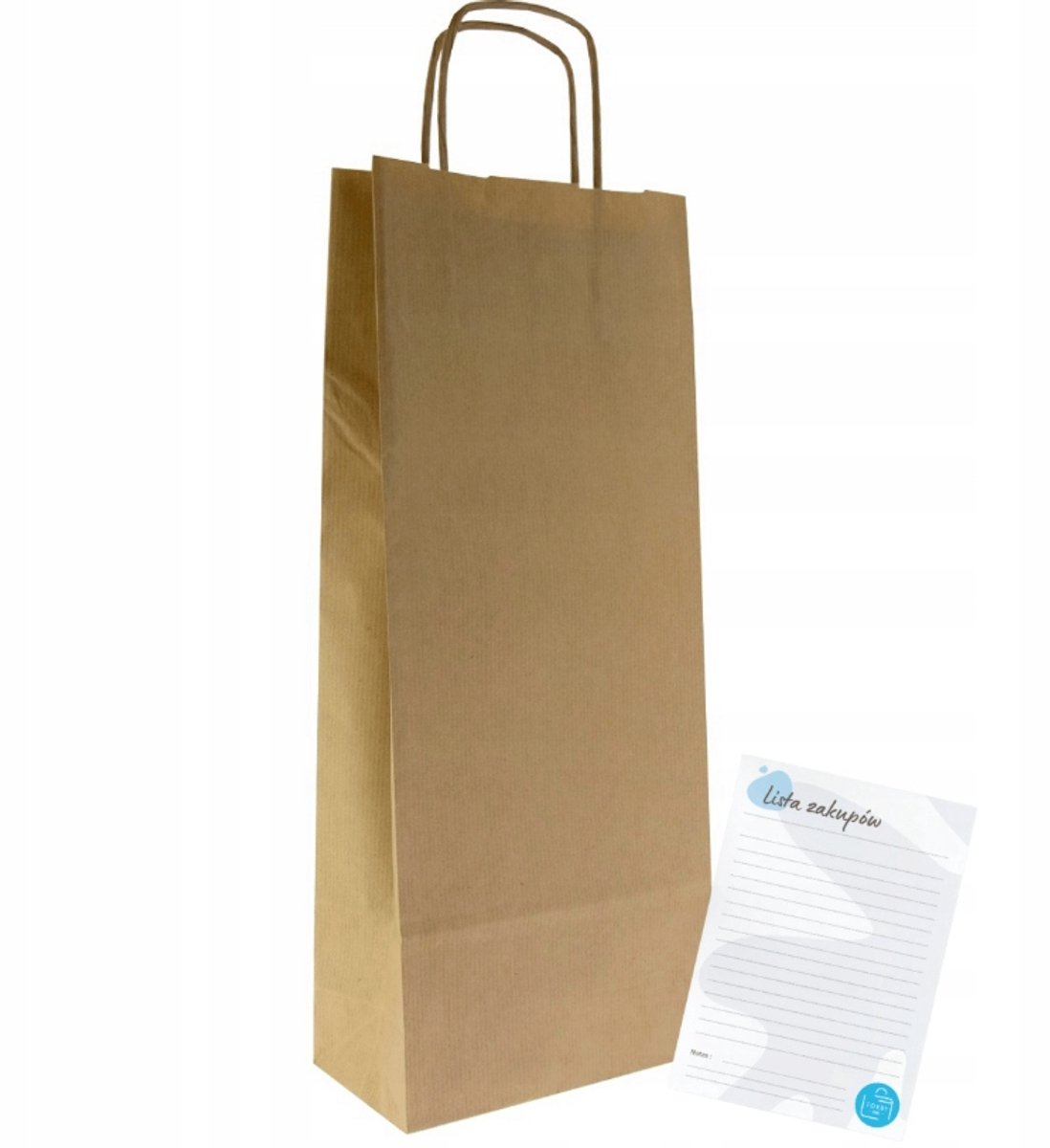 Papieren Flessentassen 16x8x39 cm Bruin Kraft 100 stuks + Boodschappenlijst