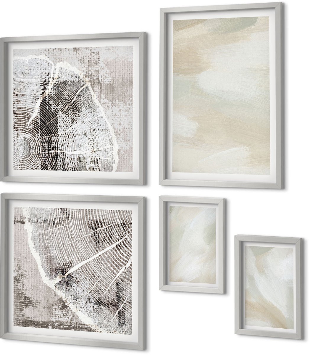 Coloray 5-Delige Schilderij Set - Geometrische Kartonnen Moderne Patronen - 20 x 30 cm - Wanddecoratie - Muurdecoratie - Woonkamer