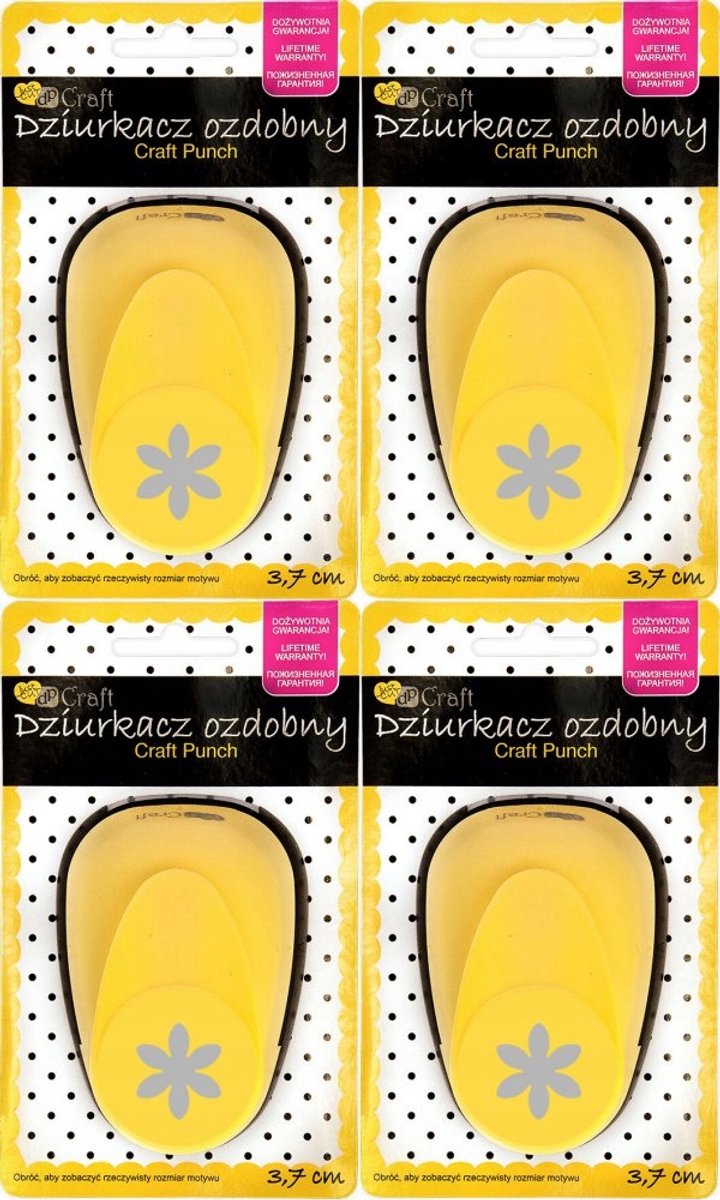 Decoratieve pons bloem 3,7cm - 4 stuks, geel