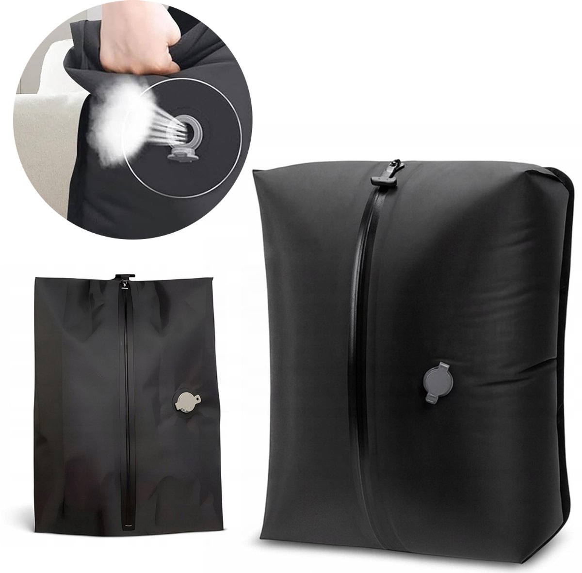 Opbergzakken - Vacuümcompressiezakken - Kledingopbergzakken - Handbagage - Vacuümcompressiezakken met ritssluiting - Herbruikbaar - Bagage - Waterdicht - 17 liter - 44*29*15 cm - Geschikt voor reizen en buitengebruik - Zwart