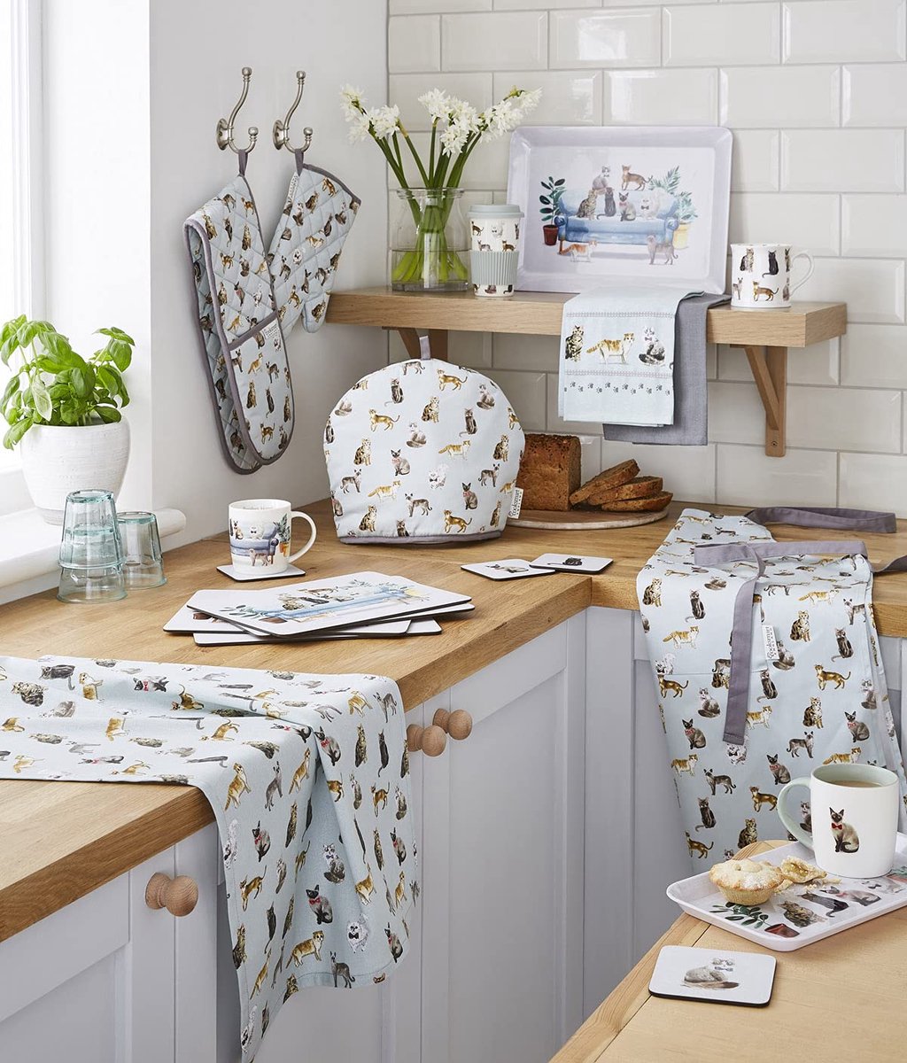 Theedoek 3pk - Curious Cats - Katoen - Schattige kattenprints voor elke keuken - ShopVlot