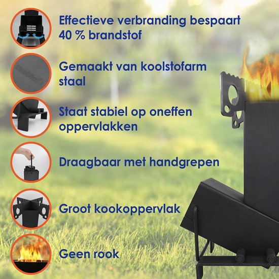 Vouwbare Rocket Stove - grote brandstofkamer - ideaal voor buitenkoken - StarBlue — afbeelding 5