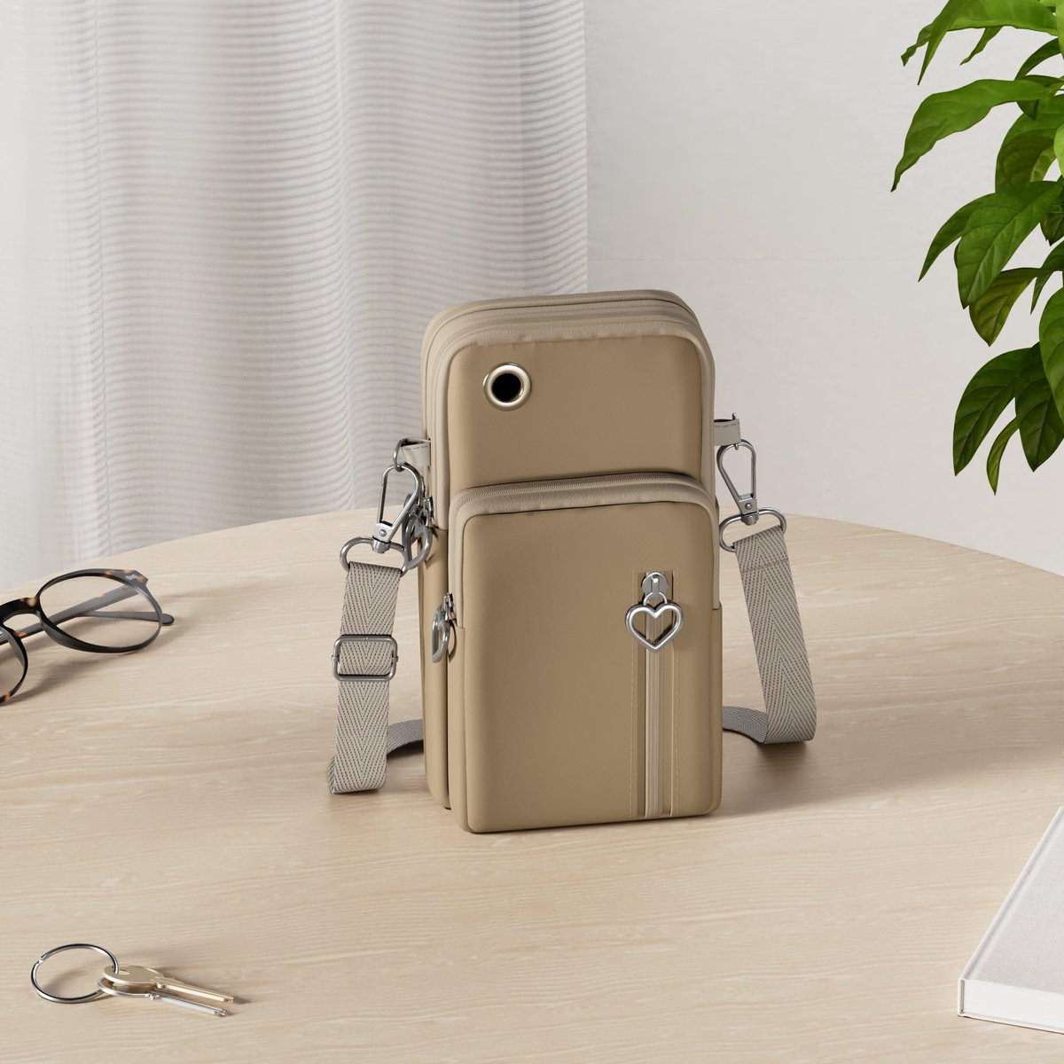 Aucuu Telefoontasje om om te hangen, nylon, kleine schoudertas met koptelefooningang, mini crossbody schoudertas - ShopVlot