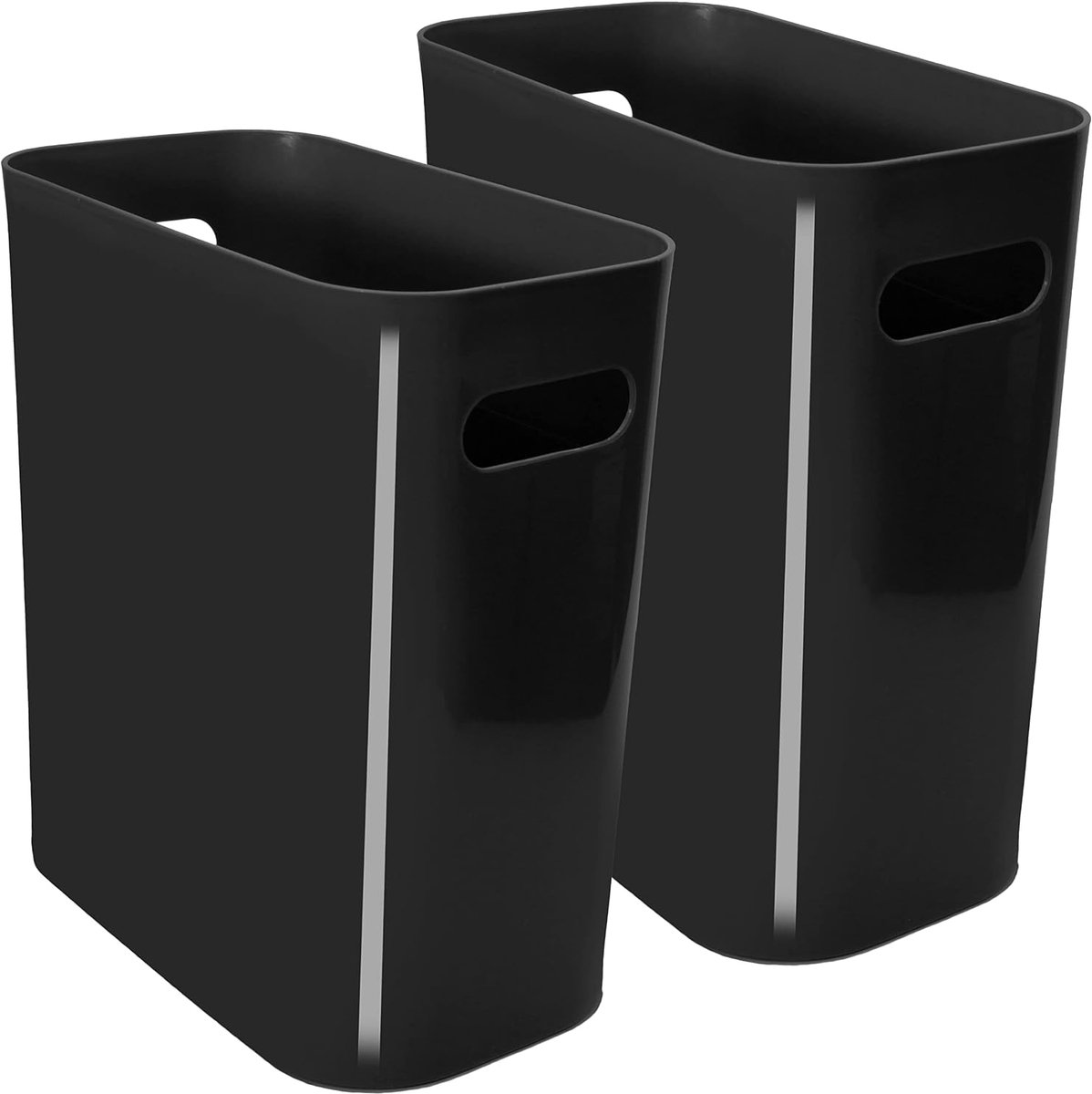 Youngever 2Pcs 10L Slim Dustbin, Reusable Plastic with Handles for Home Office Living Room Study Kitchen Bathroom - ShopVlot