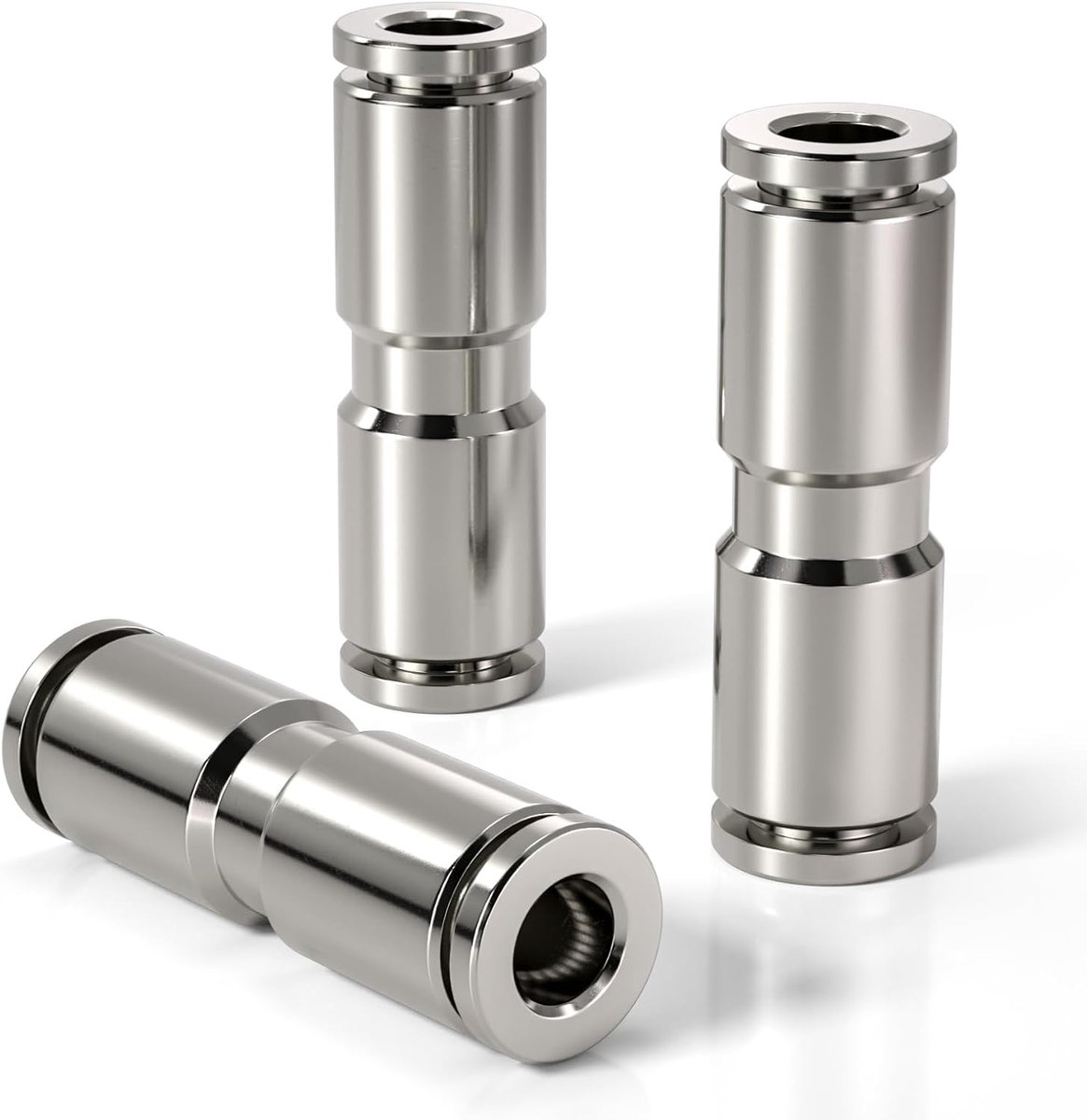 Bwintech 3 Pcs 4mm Straight Push in Connect Pneumatic Fitting, 2 Way Nickel Plated Brass Quick Release PU Air Line - ShopVlot