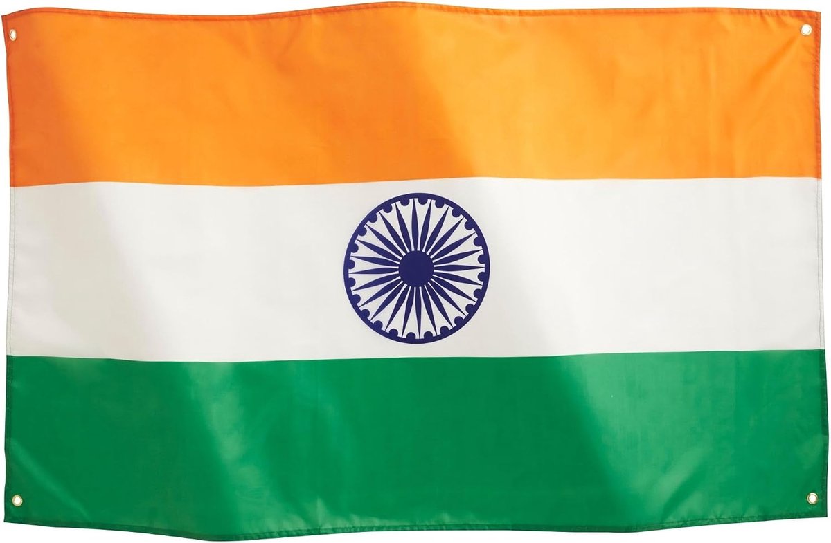 Runesol India National Flag 3x5, 91x152cm, Indian Tricolor, Ashoka Chakra, 4 Eyelets, Brass Eyelet In Every Corner - ShopVlot