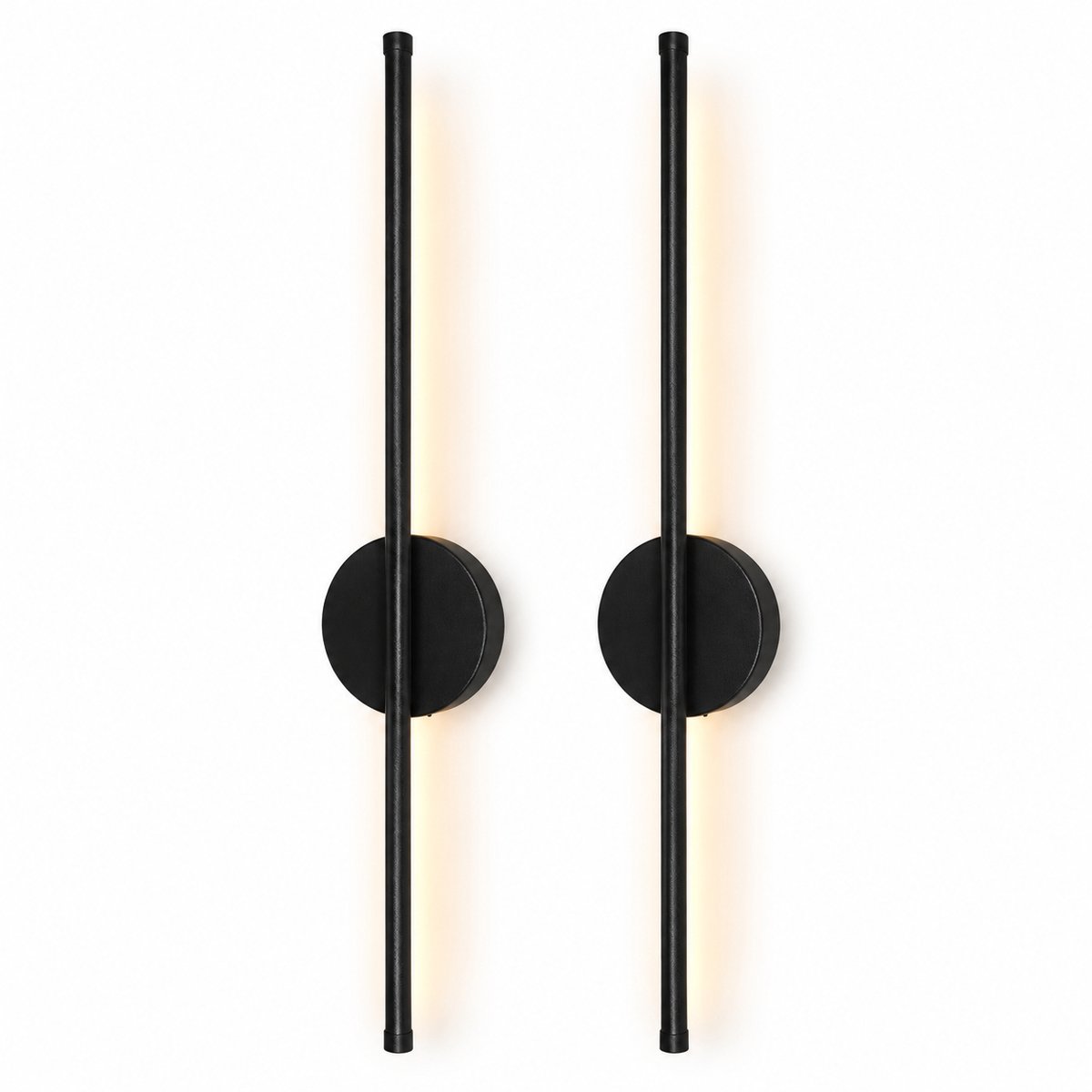 ITRONIQ Draadloze Wandlamp 80 cm - Oplaadbare LED Wandlamp - Dimbaar - 3 Lichtkleuren - Afstandsbediening - Modern - Zwart