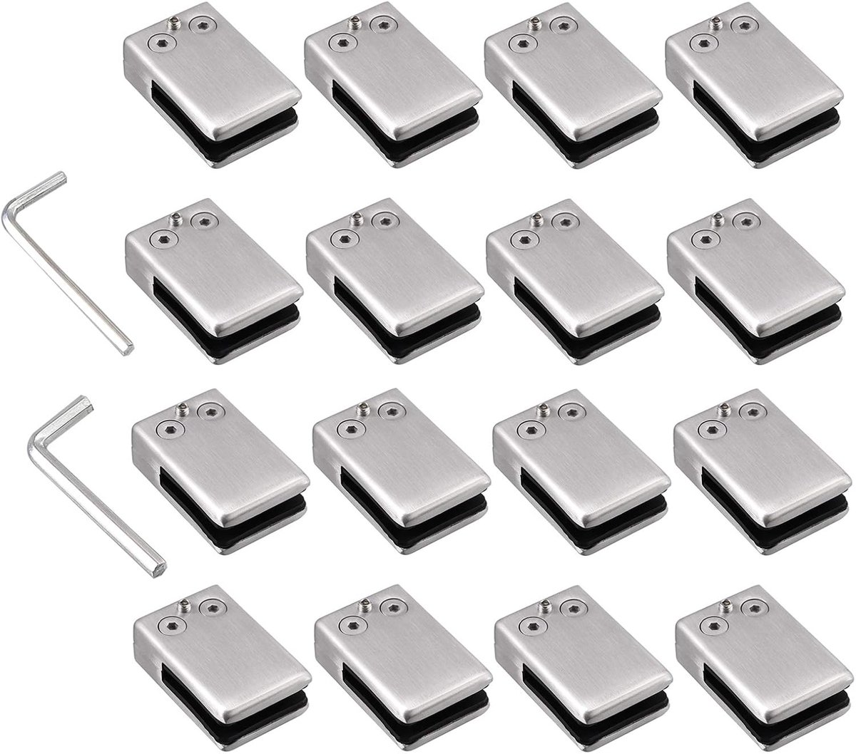 Proster Stainless Steel Glass Holder Clamp Holder 10-12 mm Glass Clips 16 Pieces Size M Stainless Steel 304 Glass - ShopVlot