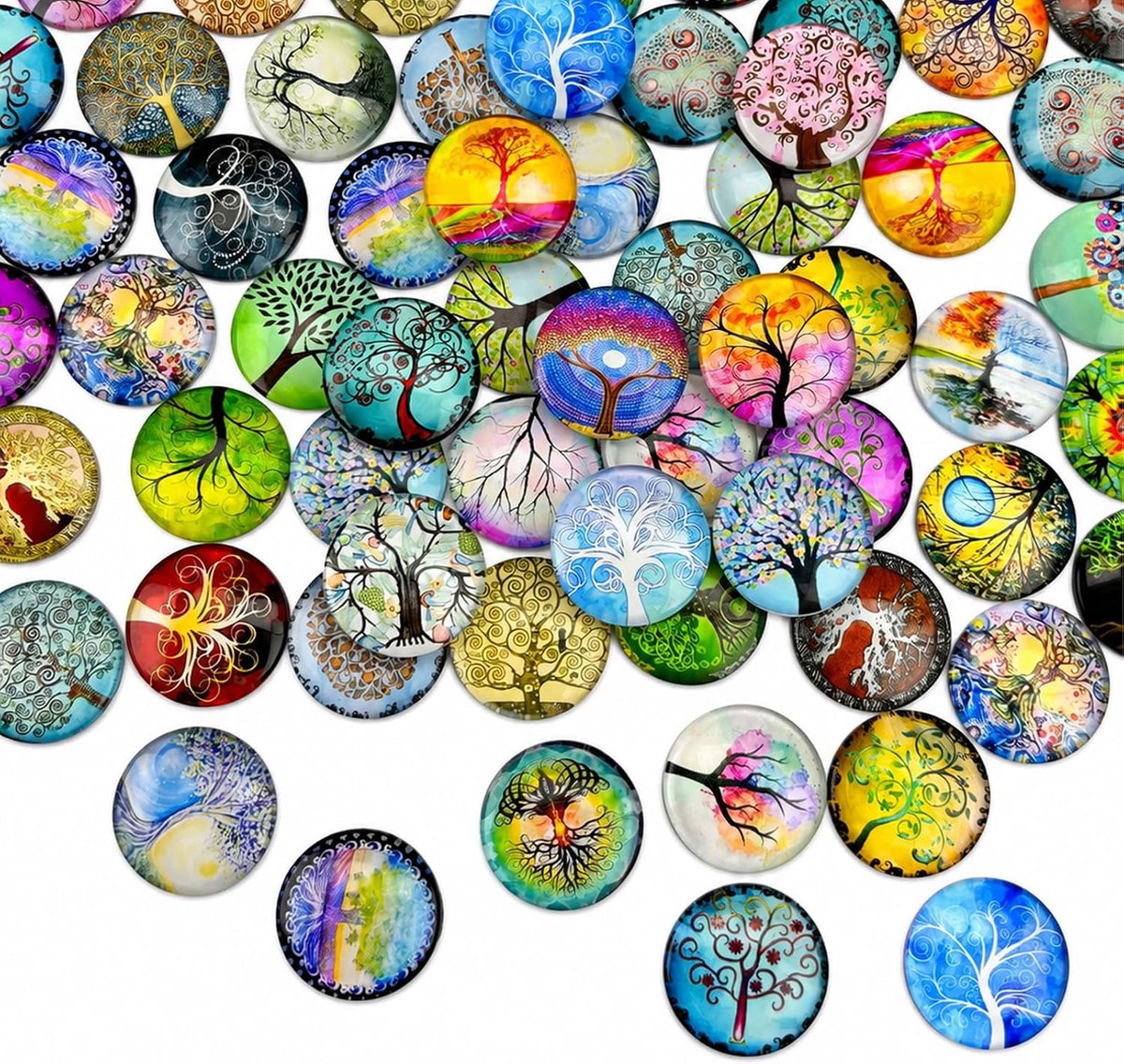 25 stuks muggelstenen, kleurrijk, groot, 25 mm, glazen nuggets, glazen cabochons, ronde mozaïek, koepel, cabochons - ShopVlot