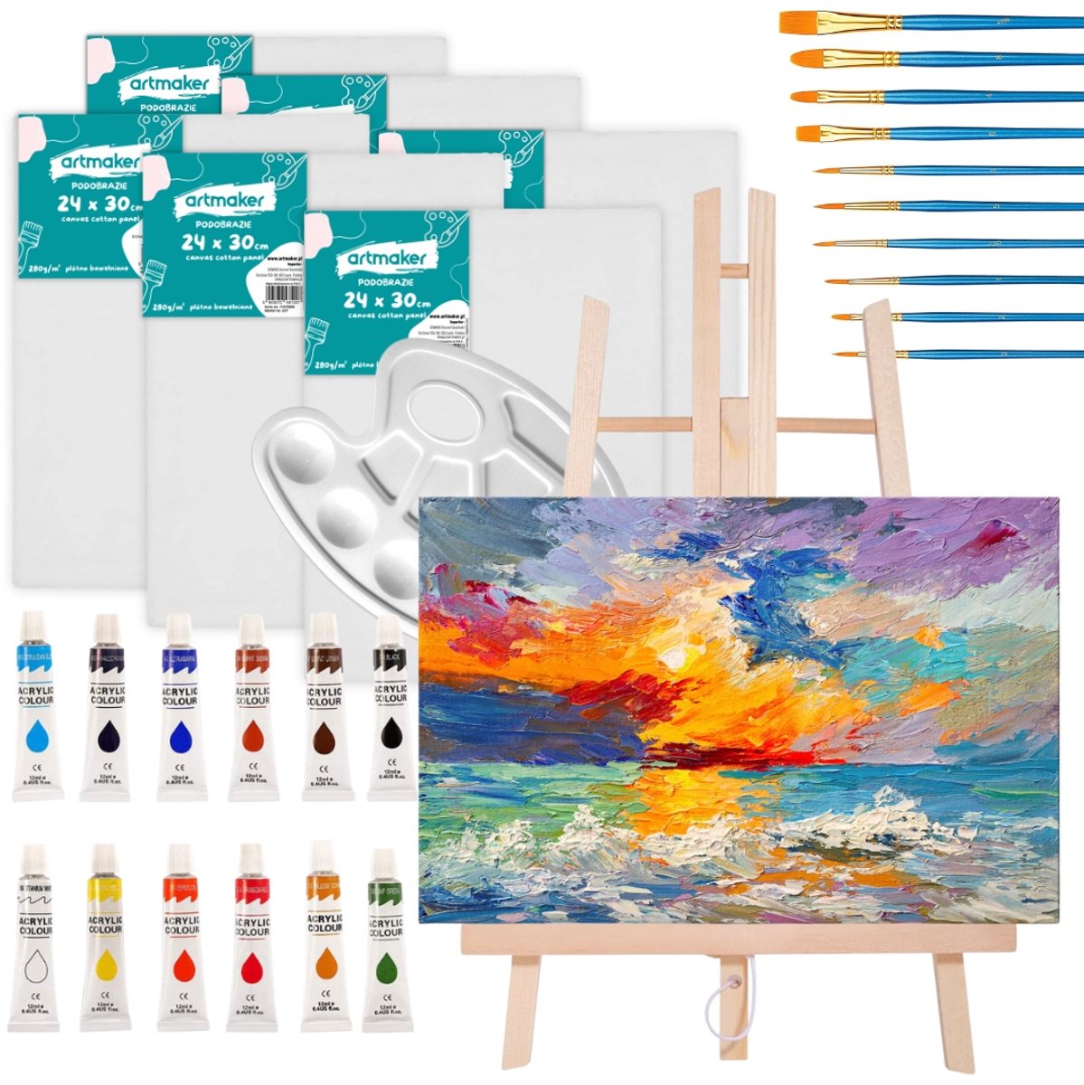 Compleet Schilderij Set: Ezel, Verf, Doeken & Kwasten