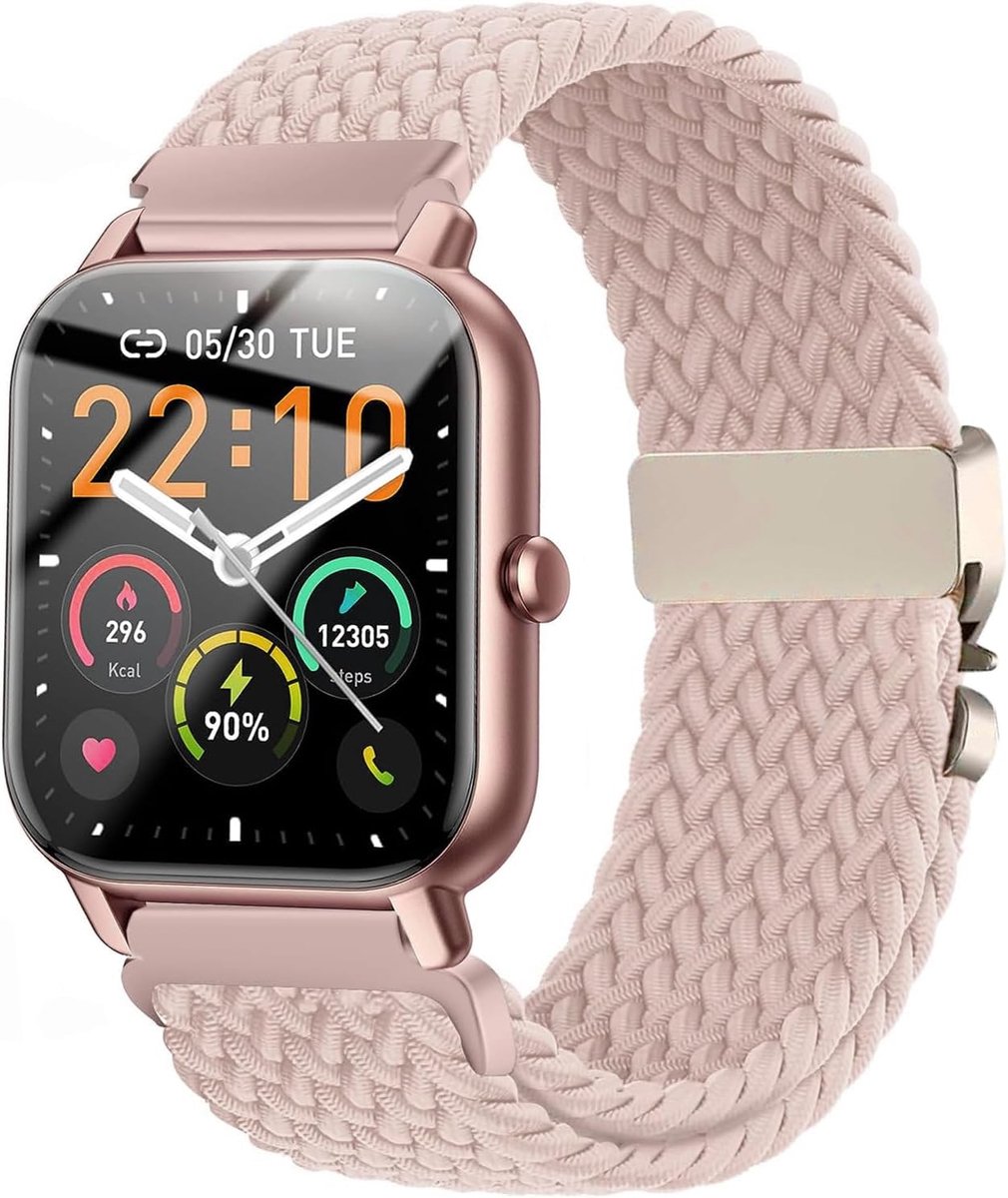 Nylon Braided Strap Compatible with Veryfit IDW19/IDW13/IDW15/IDW18, 22MM Elastic Band for Goryfit Smart Watch - ShopVlot