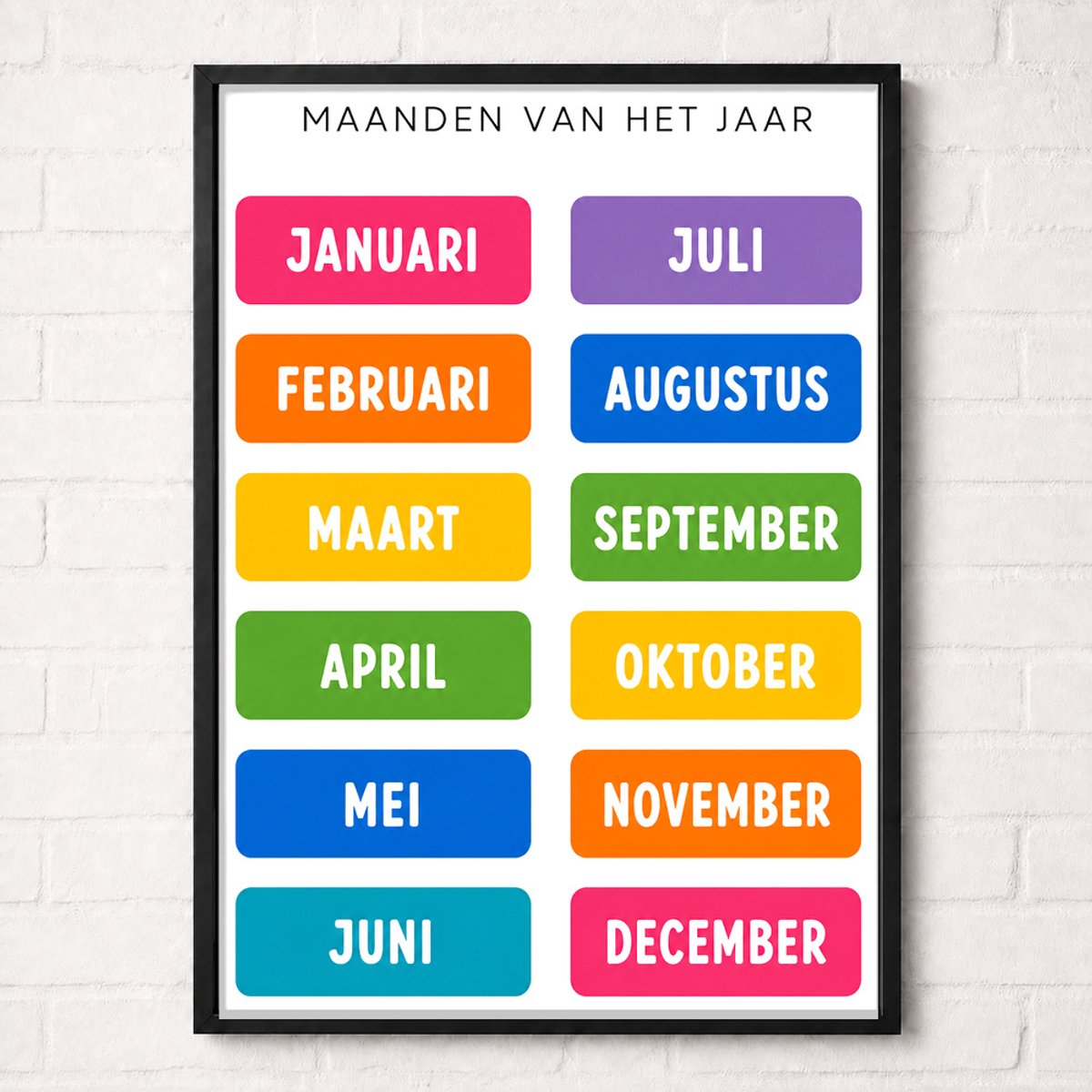 Maanden van het Jaar Educatieve Poster voor Kinderen - Leren - groep 2 t/m 6 (5-10 jaar) - A1+ 61 x 91,5 cm