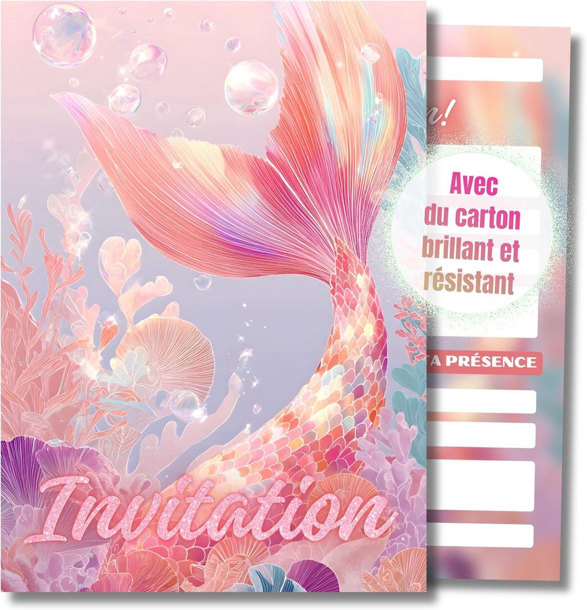 HIDEBLOOM Uitnodigingskaarten verjaardag zeemeermin voor meisjes - 12 stuks - formaat DIN A6 (10,5 x 14,8 cm) - ShopVlot