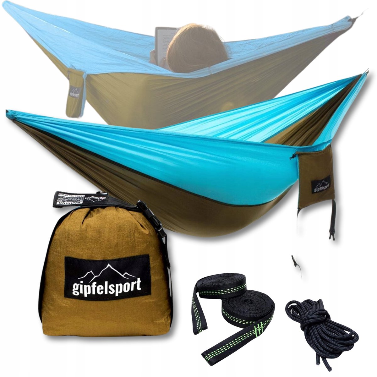 Draagbare Kampeerhangmat voor Buiten, 250 kg, 260x145 cm, Inclusief Tas