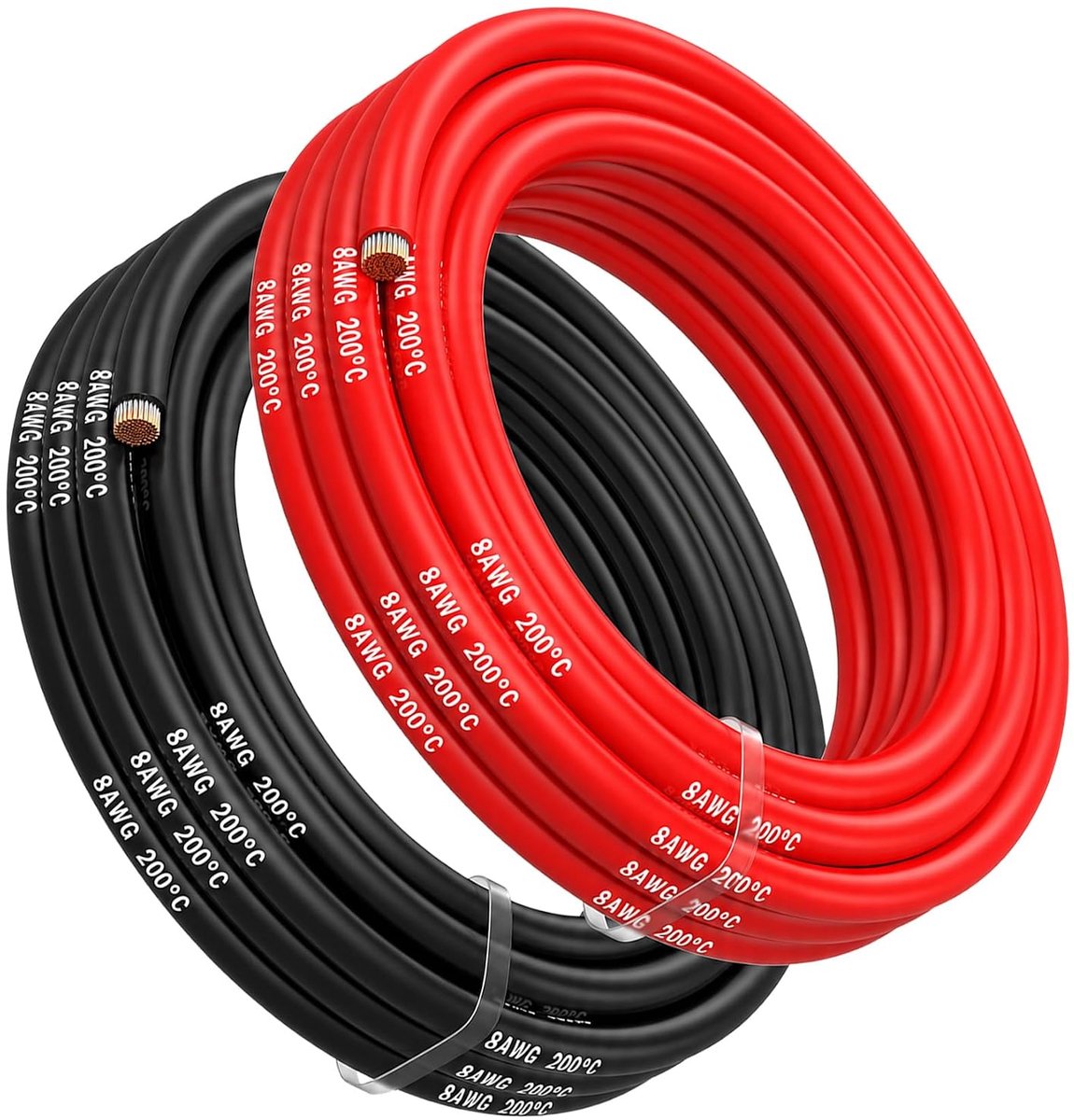 Siliconen kabel 8 awg, 2,5 m zwart en rode batterijkabel - ShopVlot