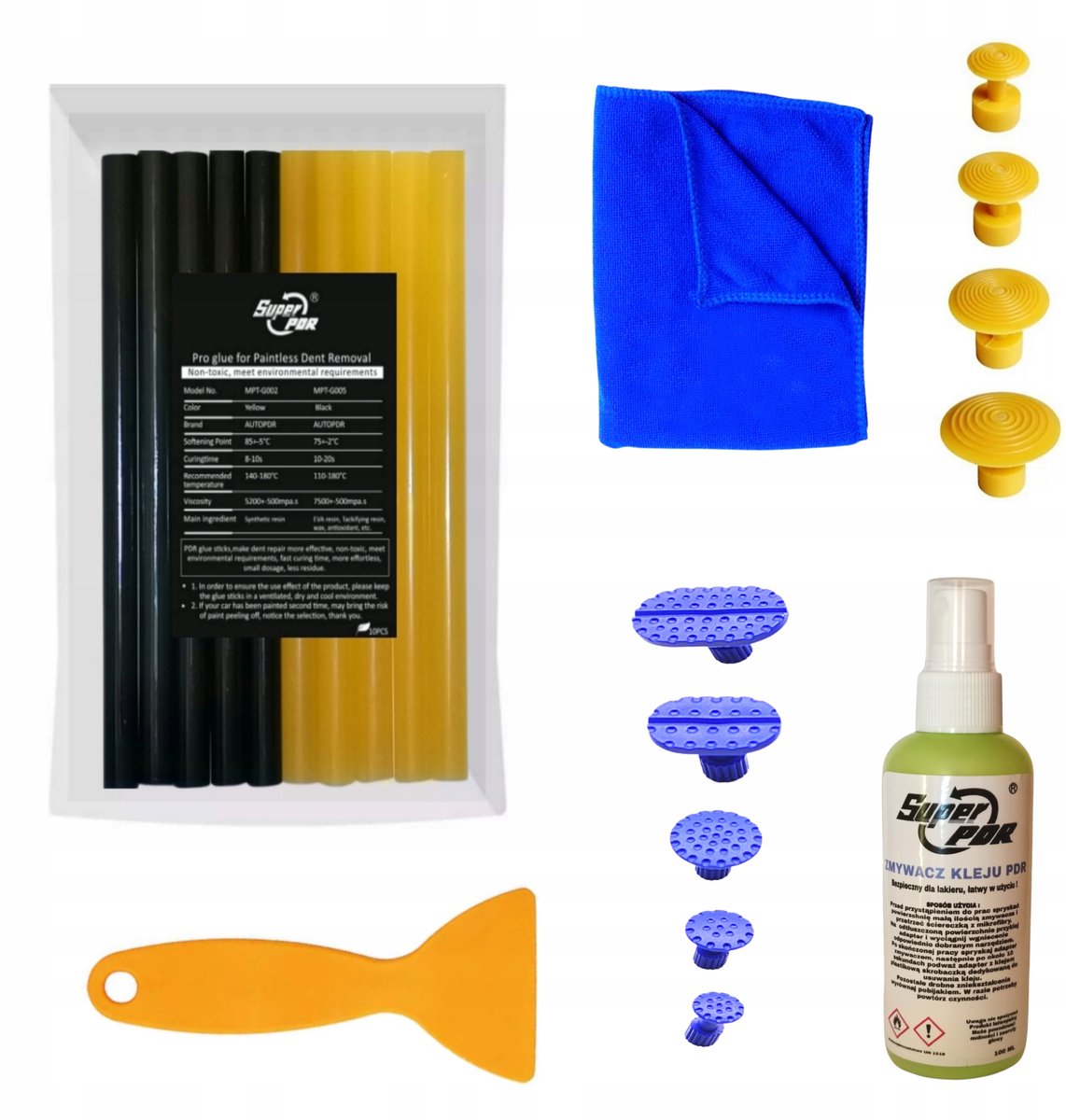 Professionele PDR set voor deukverwijdering - lijm, adapters & reiniger