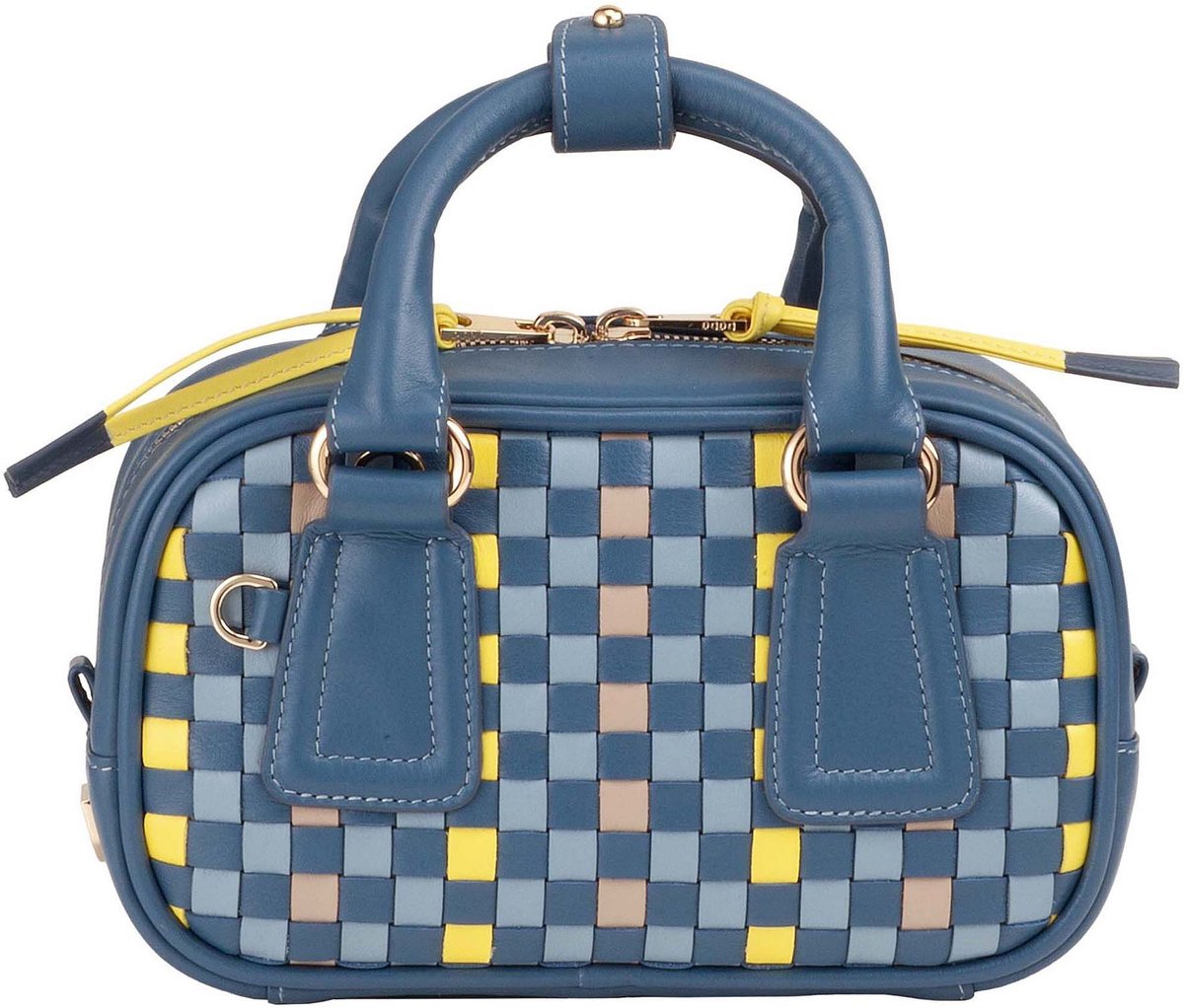 DuDu Woven Handtas Leder 20.5 cm - Dames - denim blue