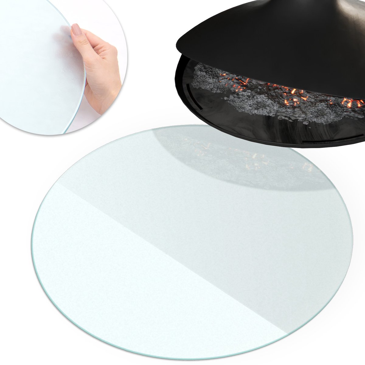 Coloray - Vloerplaat openhaard - fi90cm - Halftransparant Rond - Plaat voor onder houtkachel - Kachelvloerplaat