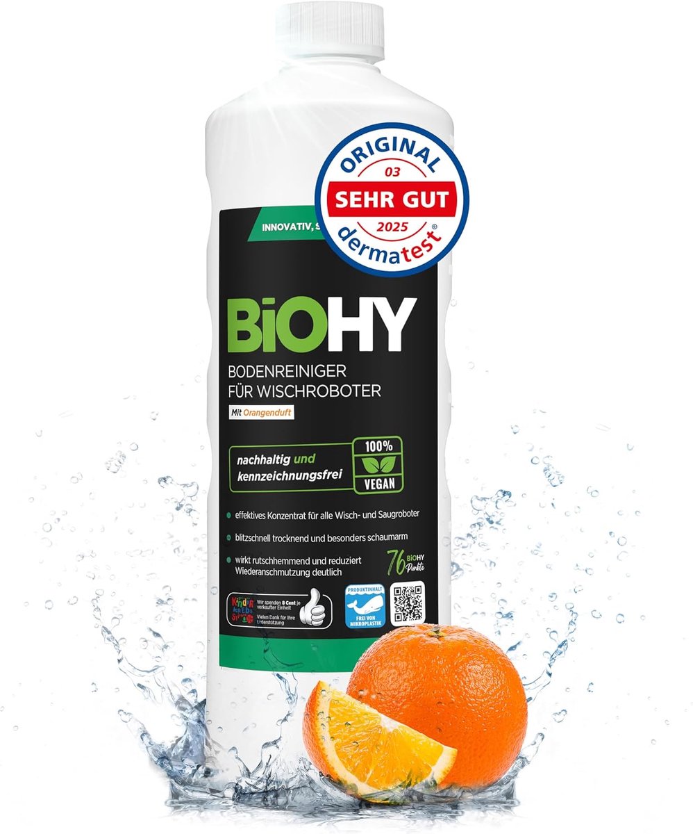BiOHY Floor cleaner for mopping robots with orange scent (1 litre bottle) - ShopVlot