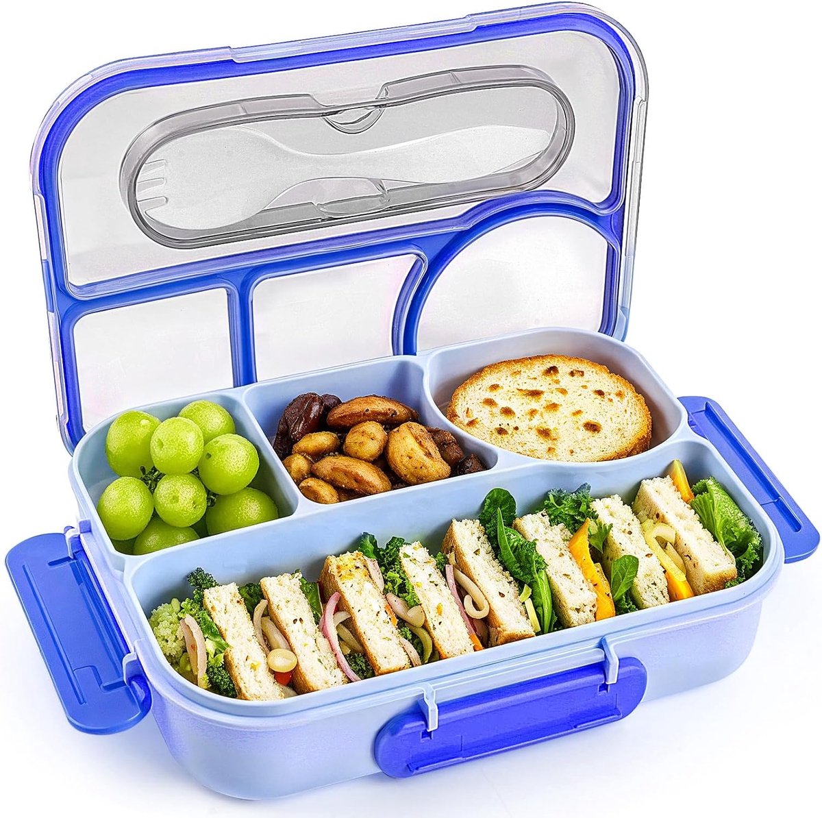 Broodtrommel - Lunchbox - Brooddoos - Veelzijdige lunchbox - Bento Box - Lekvrij & Vaatwasserbestendig - Broodtrommel voor Kinderen & Volwassenen - Voor picknick en kantoor - Groen - 17×23×5 cm