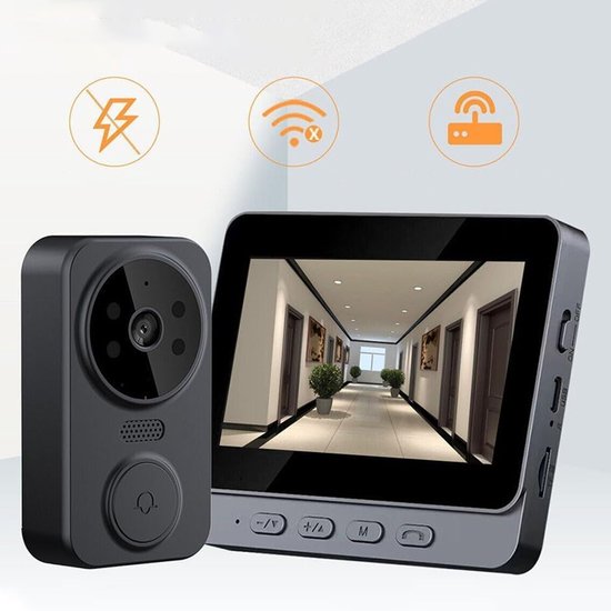 Draadloze Videodeurbel - Deurbel met 4,3 Inch IPS-Scherm - Infrarood Nachtzicht - Tweerichtingsspraak - Ondersteunt TF-Kaart tot 128GB - Foto- en Video-opname - Voor Voordeur en Bezoekerscontrole — afbeelding 5