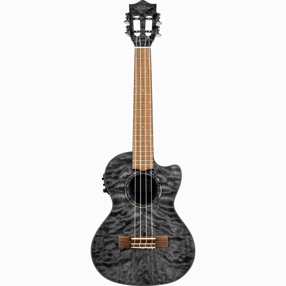 LANIKAI LKUQMBKCET Tenorukelele, Quilted Maple Serie, Black Stain, Voorversterker