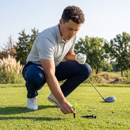 Groene plastic golf tees 12 stuks – golf tees met laag weerstand ontwerp – herbruikbare golf tee – duurzame golf accessoires – geschikt voor training en golfspel — afbeelding 5