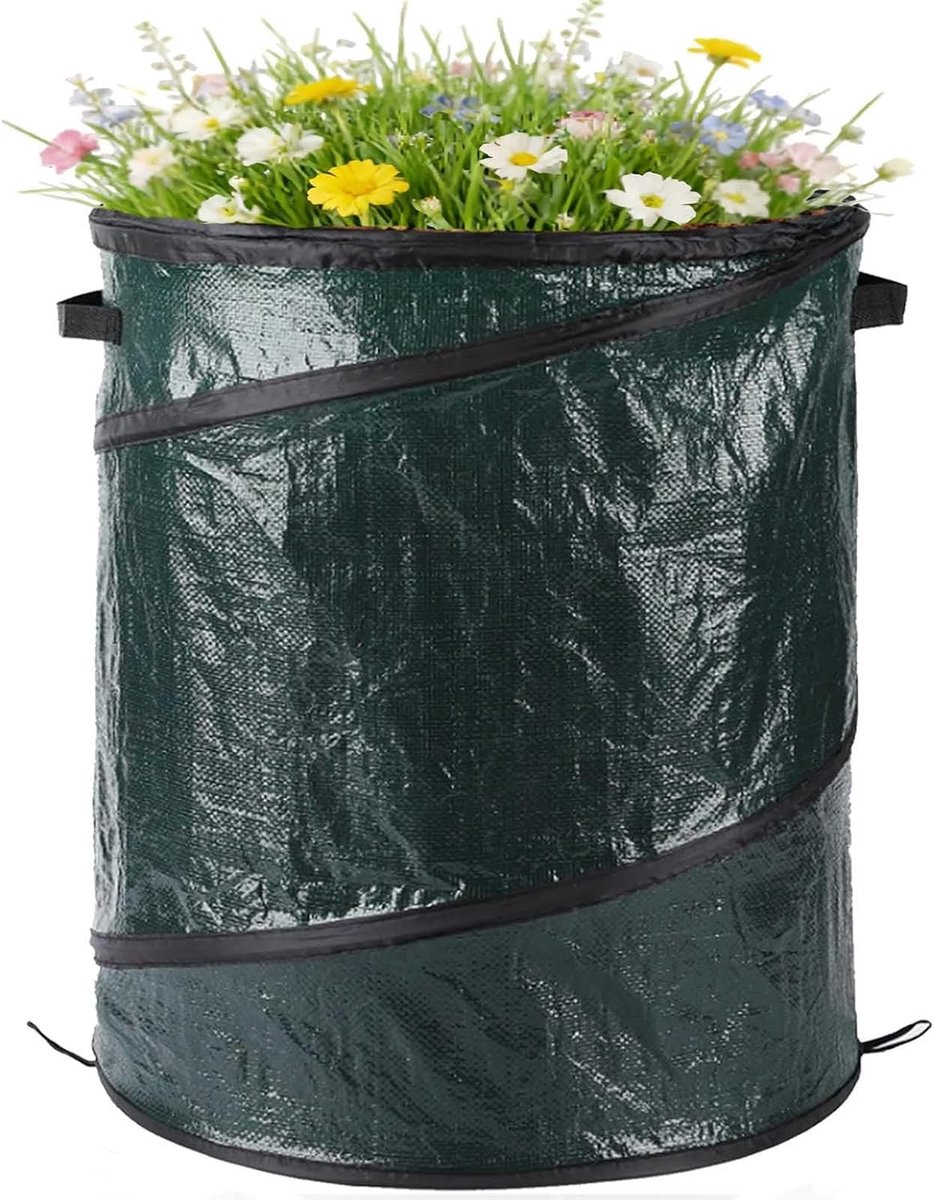 Wasteil opvouwbaar - Groen - 100 liter - Robuuste Polypropyleen Afvalzak met Handgrepen - Voor Tuin en Camping