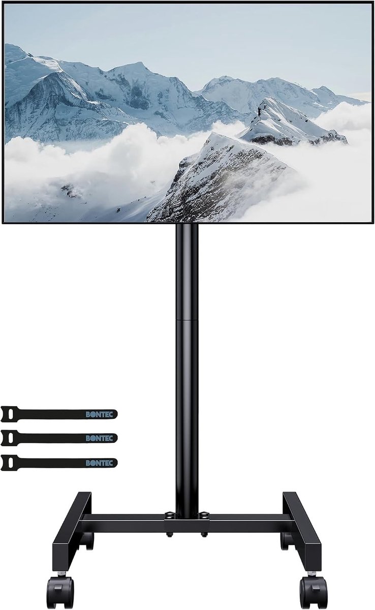 Mobiele TV Standaard - Zwart - Voor 13-49 Inch TV's - Verstelbare TV-Kar met Wielen - Voor Thuis en Kantoor