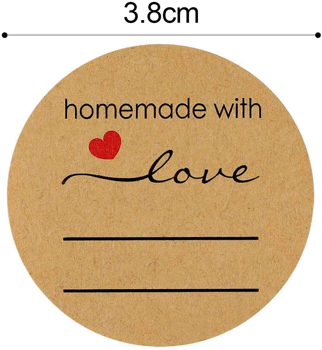 Geschenkstickers 500 stuks - kraftpapier - ronde liefdesstickers - perfect voor bruiloften - ShopVlot