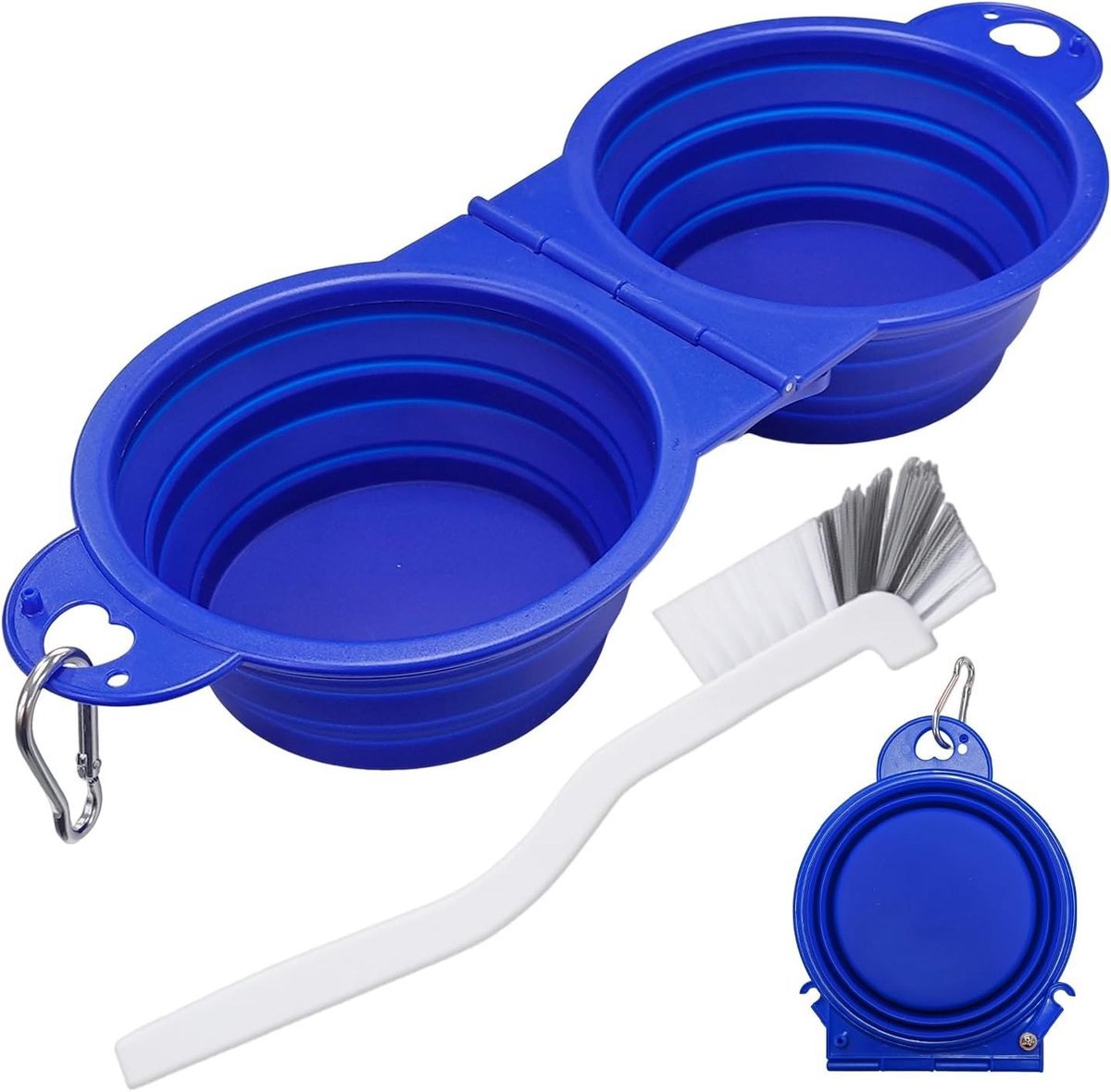 Wasteil opvouwbaar - Blauw - 31 x 13 x 5,5 cm - Plastic en Siliconen - Draagbaar Huisdierservies voor Reizen