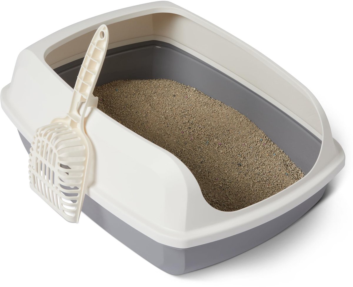 Famanu – Grote kattenbak met open bovenkant, gemakkelijk te reinigen, inclusief schep, wit/grijs, 50,5 cm x 38,0 cm x 20,0 cm Famanu – Grote kattenbak met open bovenkant, gemakkelijk te reinigen, inclusief schep, wit/grijs, 50,5 cm x 38,0 cm x 20,0 cm
