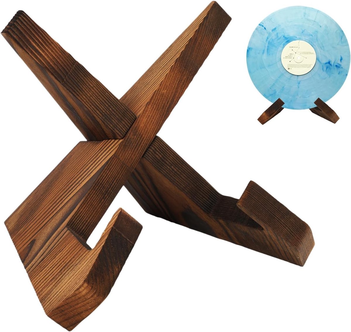 Vinylstandaard - Bruin - Draaibare Houten Standaard voor Vinylplaten en Fotoalbums - Voor Thuis en Kantoor