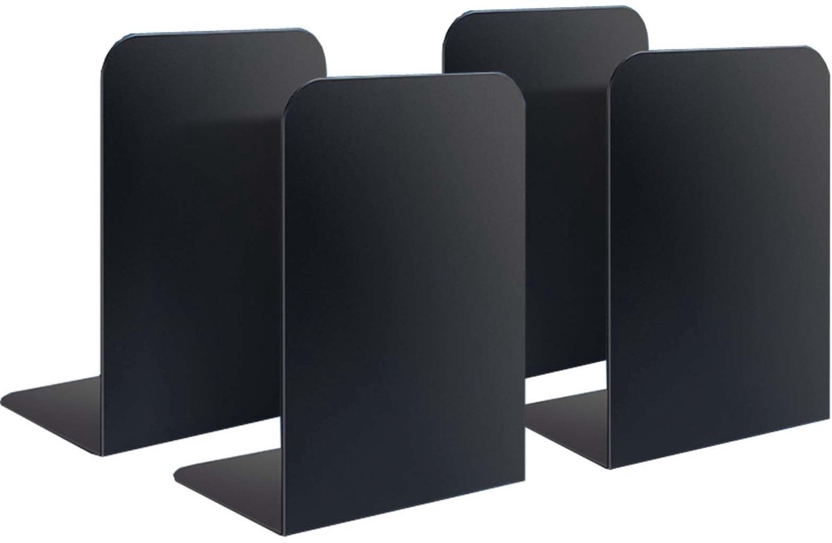 Famanu Zwarte boekensteunen van metaal, stabiele en duurzame boekenrek-organizer met antislip design, 1 stuk
