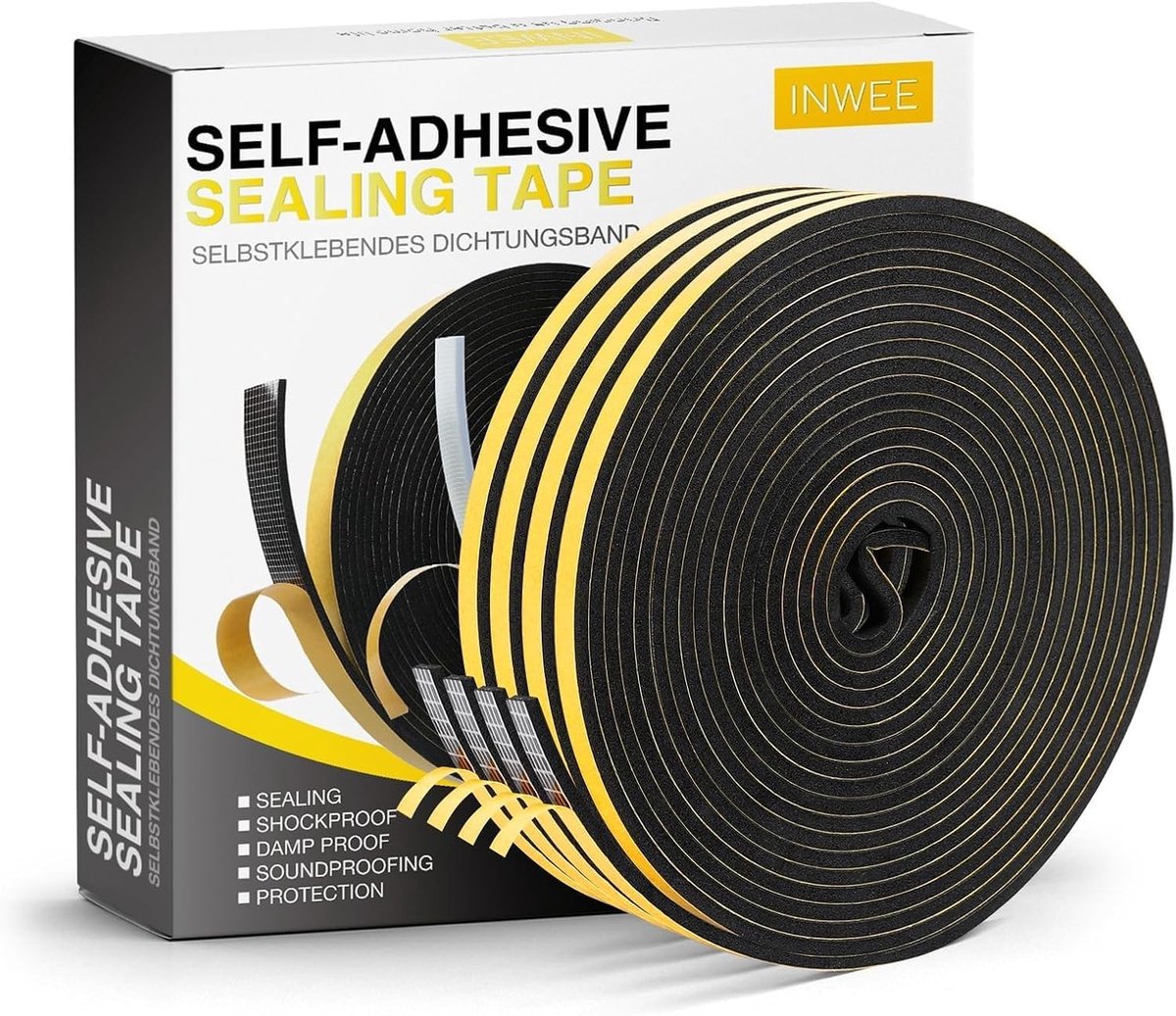 Afdichtingstape - Zwart - 6 mm x 3 mm x 20 m - Zelfklevende Schuimtape voor Deuren en Ramen