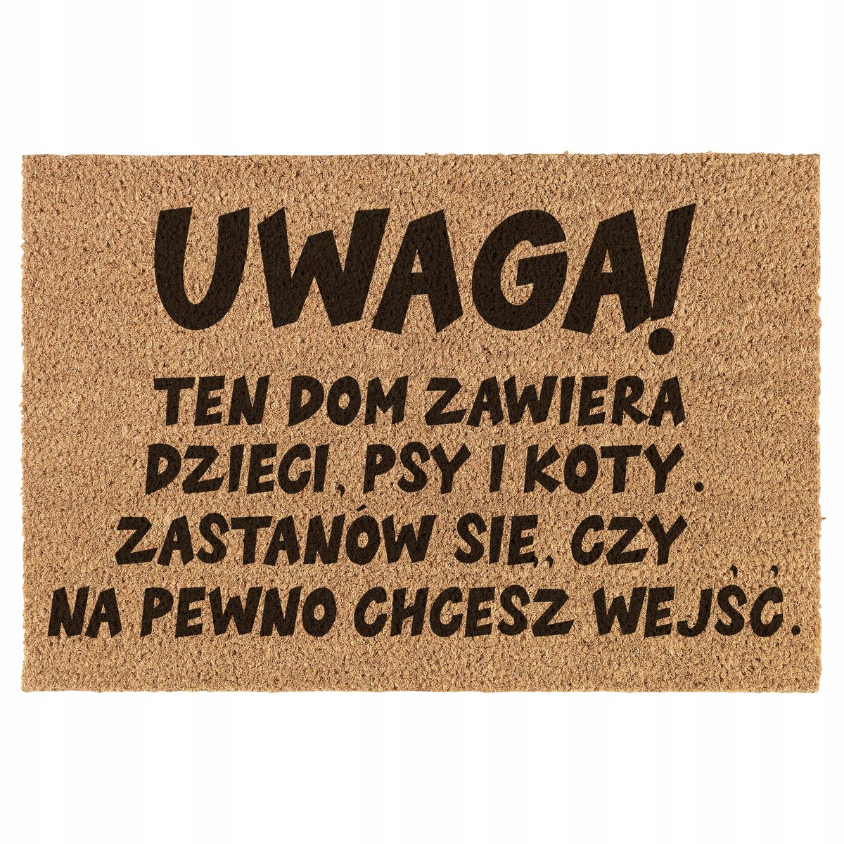 Grappige kokosvezel deurmat met tekst - voor binnen