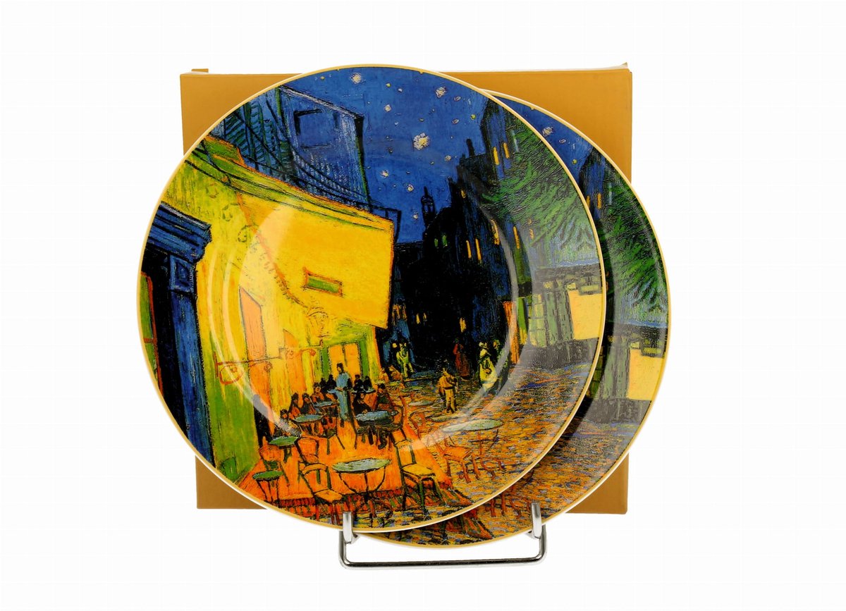 Duo 2-delige dessertborden 21cm Van Gogh Terras bij Nacht