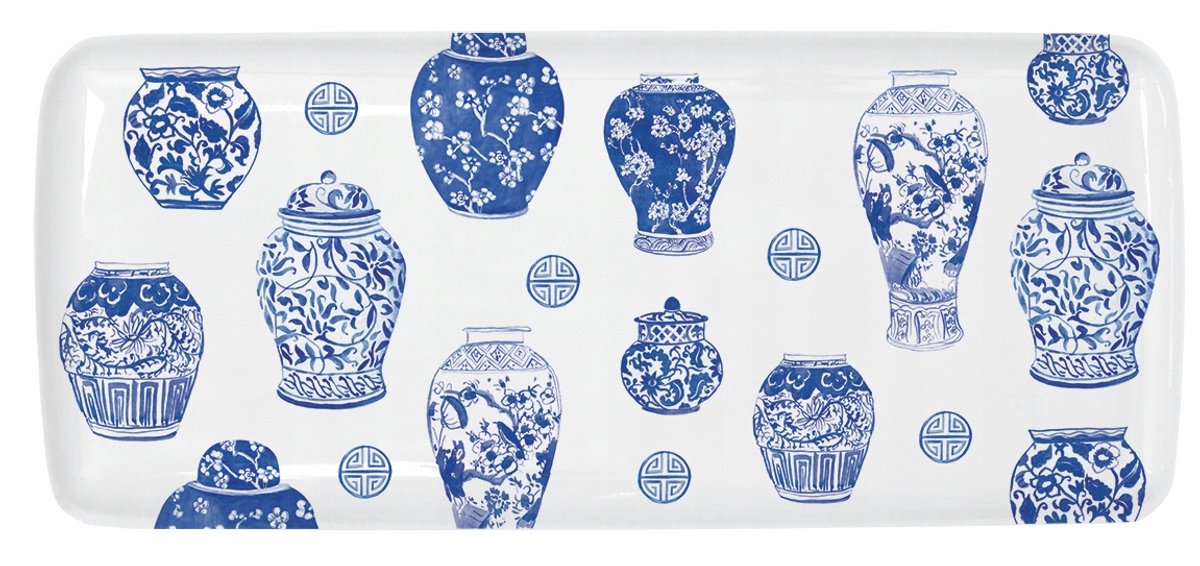 Minimalistische Witte Amfora Patera met Blauwe Accenten - Decoratief & Functioneel
