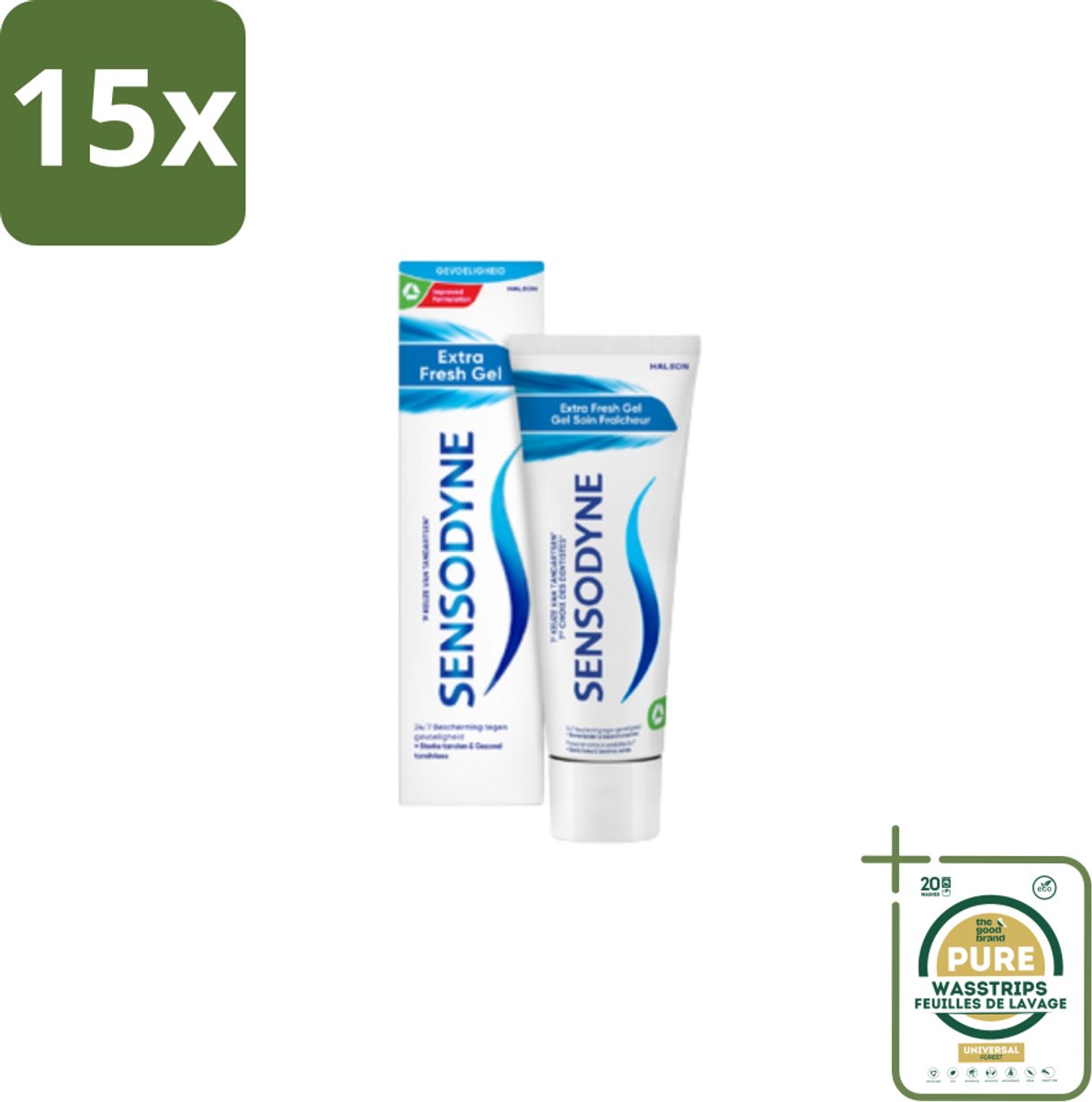 15 x Sensodyne - Tandpasta - Extra Fresh Gel - Verfrissend - 75 ml - Grootverpakking - Gevoelige Tanden - Frisse Mond - Tandpasta - Fluoride - Tandglazuur