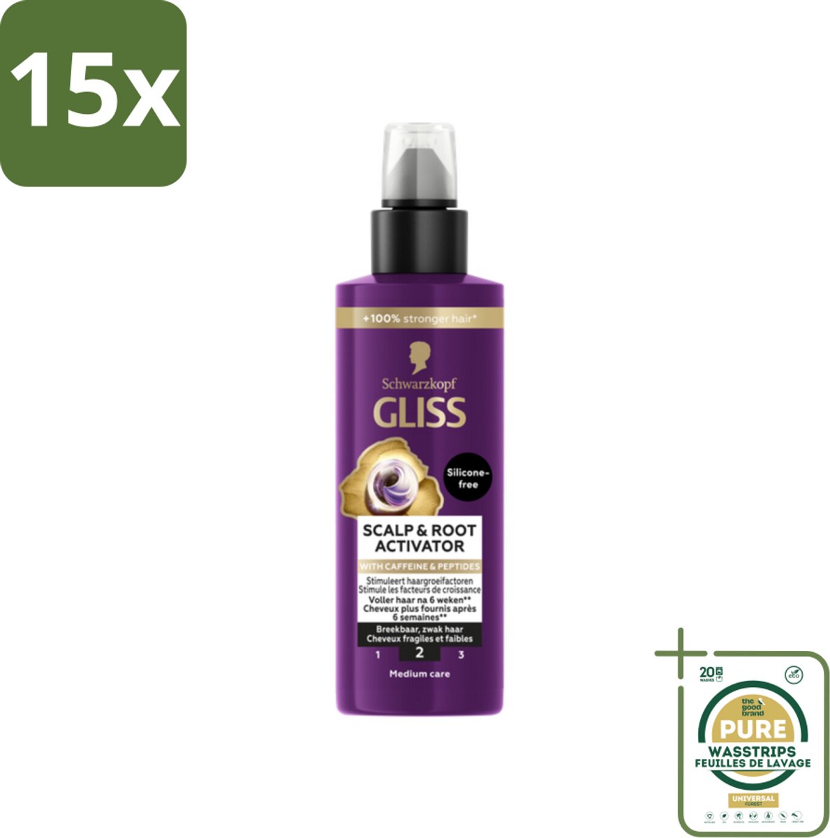 15 x Gliss - Scalp & Root Activator - Siliconenvrij - Voor Gezonde Hoofdhuid - 100 ml - Grootverpakking - Haarwortel Activator - Haarschade - Haar Groei - Haar Activator - Gevoelige Hoofdhuid