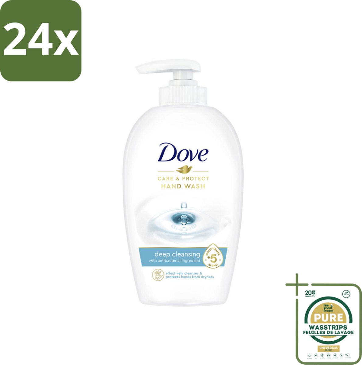 Dove Handzeep - Care & Protect - Diep Reinigend - 250 ml - Voordeelverpakking - 24 stuks - Verzorging - Hydratatie