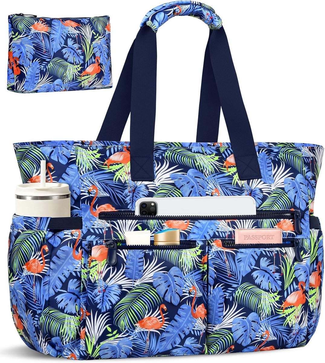Strandtas - Blauwe Flamingo - XXL - Waterdicht - Voor Dames