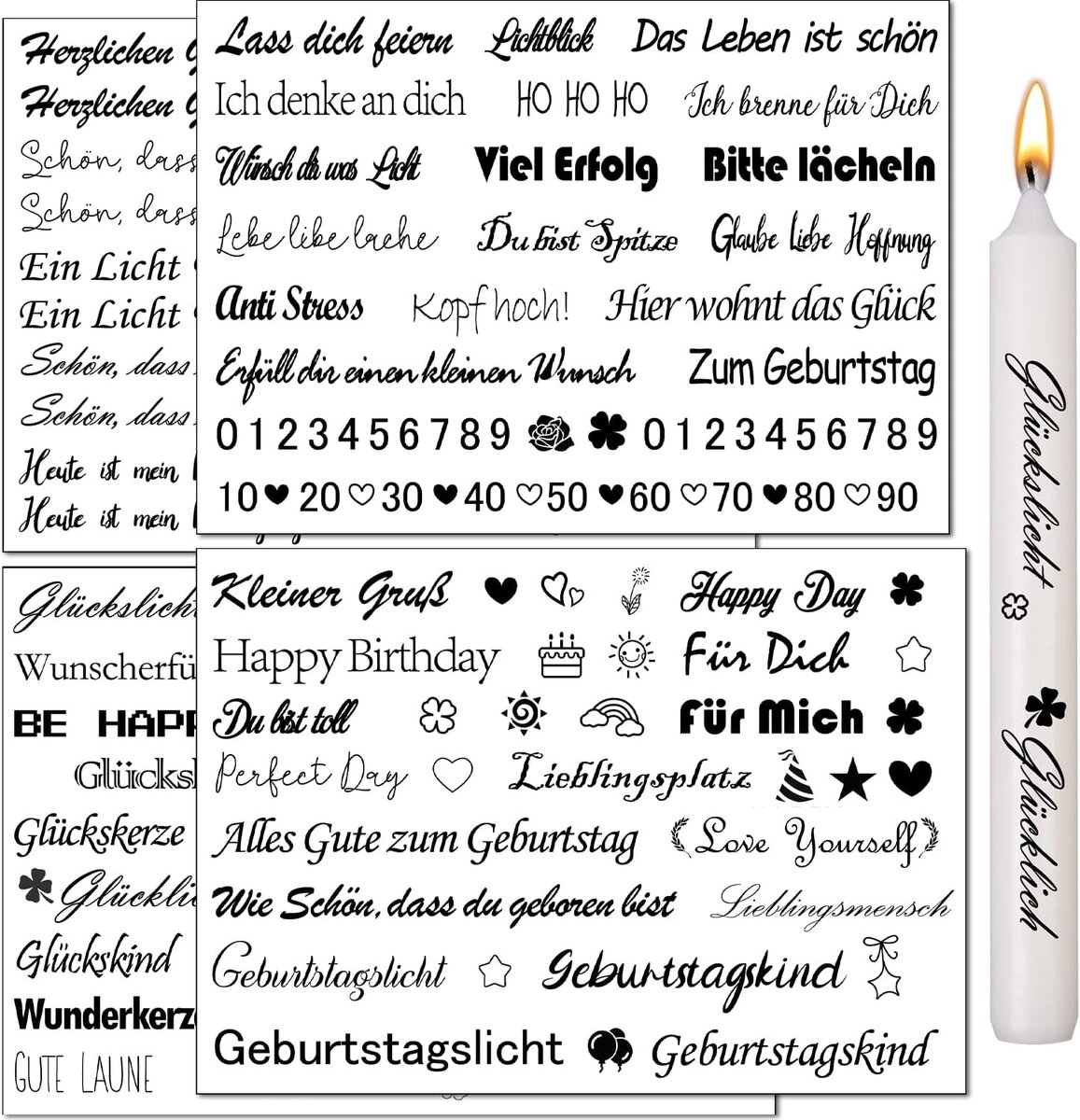 Candle Tattoo Foil 4 Pieces Candles Tattoo Foil Sayings Birthday Candle Tattoo Foil Candles Foil Tattoo Candles Foil - ShopVlot