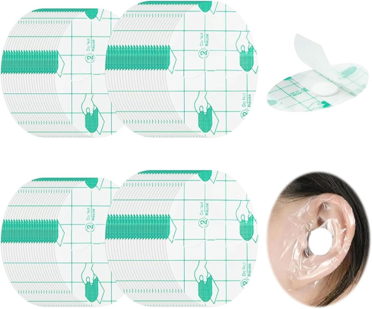 IOPJLK Waterdichte oorpatches voor, 100 stuks, oorbeschermers, ultradun, transparant, waterdicht, douche-, zwemmen - ShopVlot