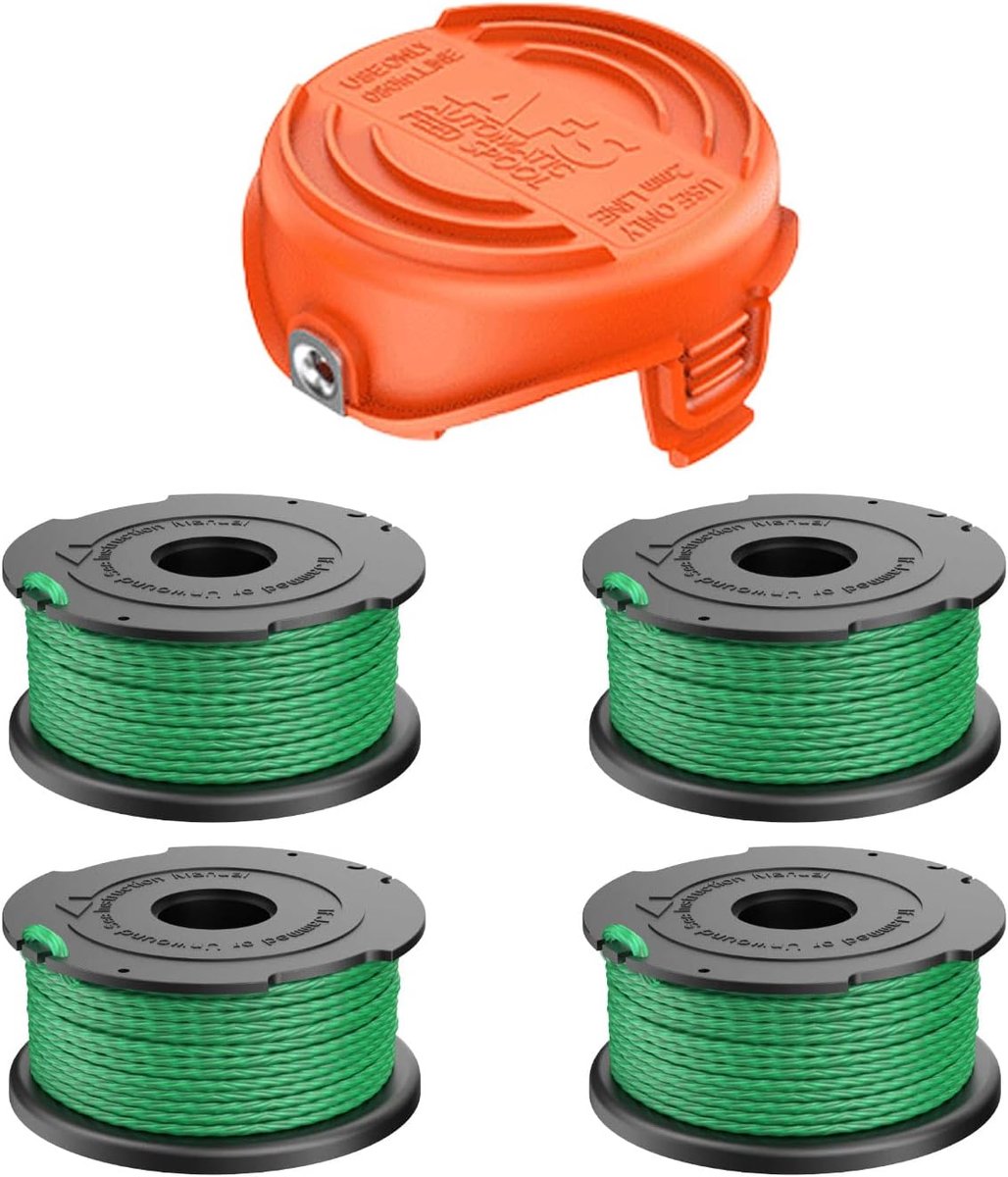 Trimmer Vervangende Spoelen 2mm - 6,1m Spoellijnen - Compatibel met Black and Decker A6486 - Inclusief Deksel - ShopVlot