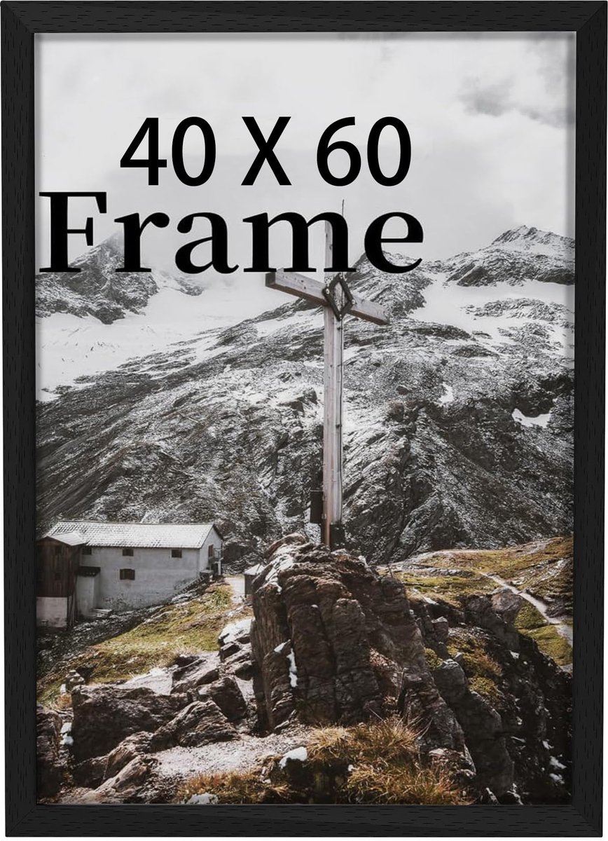Fotolijst 40 x 60 cm - zwart houten frame - helder acrylglas - ideaal voor wanddecoratie - ShopVlot