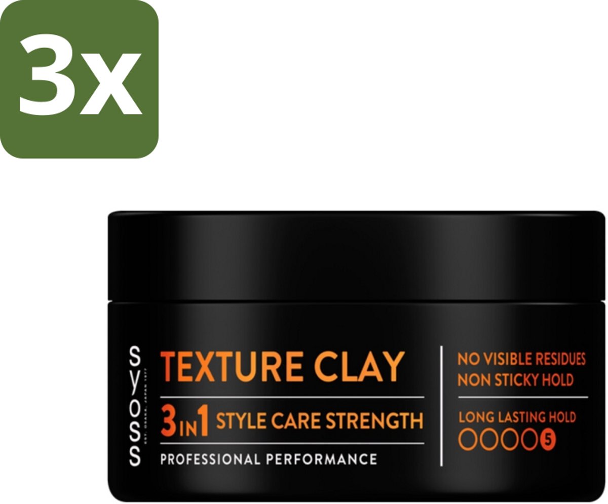 SYOSS - Texture Clay - Verzorging - Langdurige Styling - 100ml - Bulkverpakking - 3 stuks