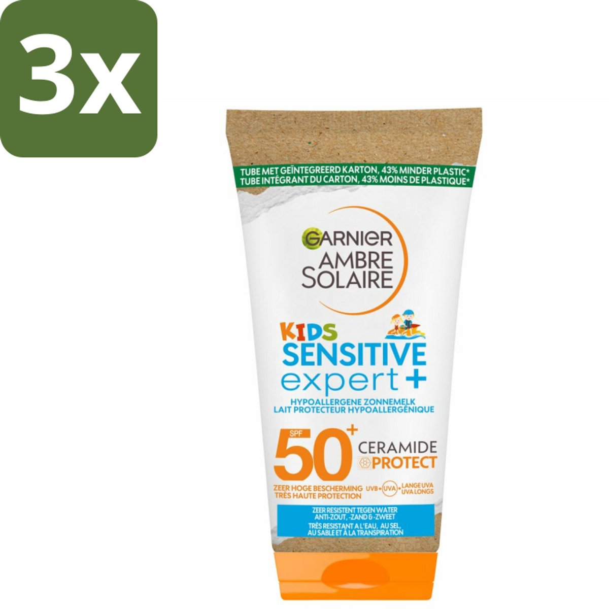 Garnier - Ambre Solaire - Zonnemelk - Kids - SPF 50+ - Reisformaat - 50 ml - Bulkverpakking - 3 stuks