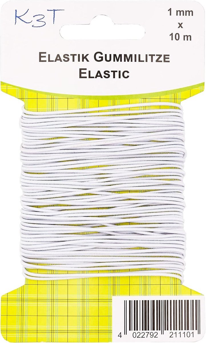 Elastische Rubberstrip - Wit - 1 mm x 10 m - Hoogwaardig Wasbaar Elastiek - Voor Universeel Gebruik